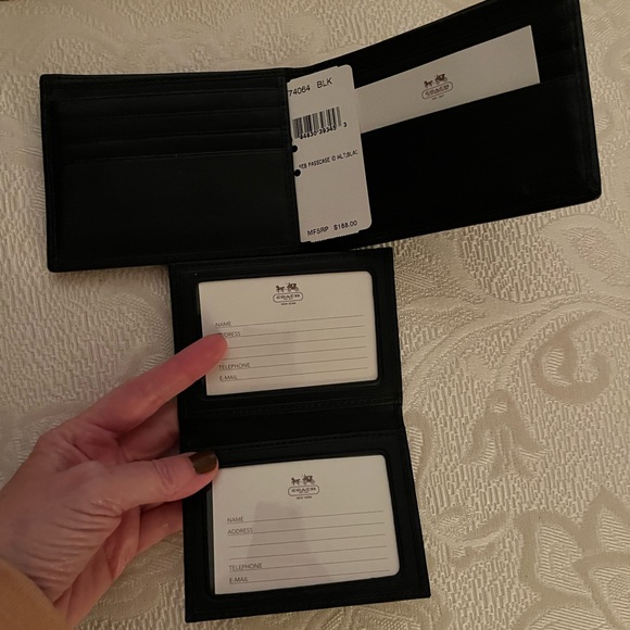 Coach Black Signature Black Leather Wallet with removable ID card wallet - NWT - Picture 11 of 11
